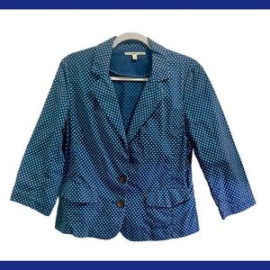 Tommy Hilfiger Blue Blazer w/white Polka Dots Size L Vintage Button Large